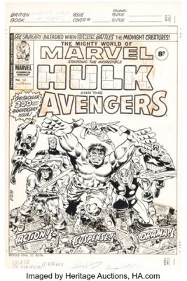Larry Lieber and Frank Giacoia The Mighty World of Marvel #200 Cover Original Art (Marvel UK, 1976).