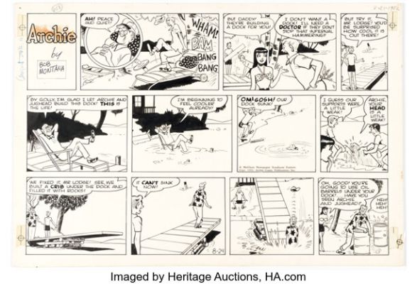 Bob Montana Archie Sunday Comic Strip Original Art dated 8-24-52 (McClure Newspaper Syndicate, 1952). | Heritage