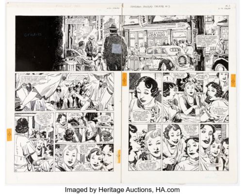 Guy Davis Sandman Mystery Theatre #13 Double Page Spread 4-5 Original Art (DC/Vertigo, 1994). (Total: 2 Original Art)