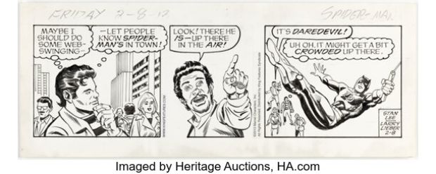 Larry Lieber and Alex Saviuk The Amazing Spider-Man Daily Comic Strip Original Art dated 2-8-13 (King Features Syndicate, 2013). | Heritage