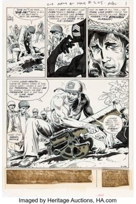 Joe Kubert Our Army at War #205 Sgt. Rock Story Page 1 Original Art (DC, 1969). | Heritage