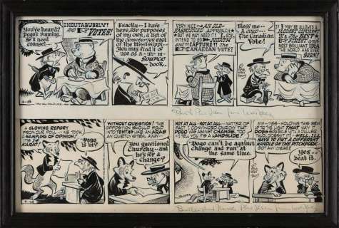 WALT KELLY, JR. (New York/California, 1913-1973), Two original comic strips from "Pogo", 1956., Framed 12" x 18.25". | misc / divers