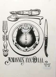 Peter Pontiac - Originele tekening voor culinair journalist Johannes van Dam - (1998) | Catawiki