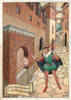 Golia (Eugenio Colmo) - illustrazione originale "...Al suo Sguardo Disperato... l’Anello" + CoA  - EO - (1944) | Catawiki