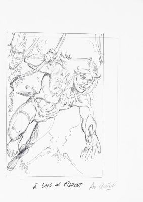 Cheret André Rahan Illustration... | Lot 16 - CHERET André Rahan Illustration représentant Rahan... | Neo Enchères