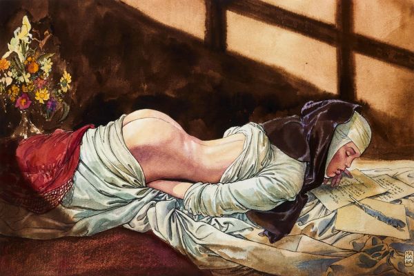 MANARA, illustration... - Lot 173 - MANARA, illustration à l‘encre de Chine et à la gouache...