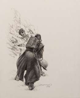 Bernie Wrightson signed concept artwork for Darabont’s unrealized film adaptation of Farenheit 451. | Profiles in History