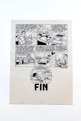 Chaland, Yves (1957-1990) | Lot 4 : Bob Fish, Bob Fish et les frères siamois, planche n°34 de fin de… | misc / divers