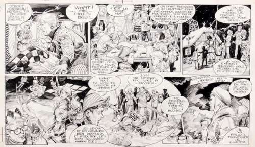 Gaudelette | Line, ensemble de deux demi-planches n°2A et 7A Ã… | Banque Dessinée