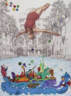 Federica Matta & Miles Hyman - High Dive Techniques mixtes sur toile / Format: