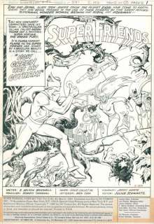 The Super Friends #42 - Original page - Classic title splash with Batman, Superman, Wonder Woman etc. - (1981) | Catawiki