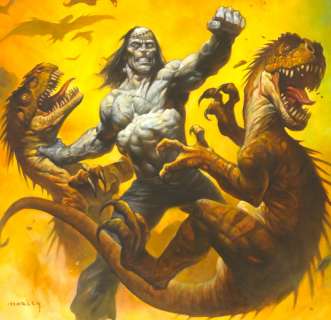 Alex Horley - FRANKENSTEIN vs DINOSAURS,16x20 on board, Punch Choke