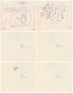 Tintin - 6x croquis préparatoire film dÂ´animation - On a marché sur la lune - Tournesol (1962) | Catawiki