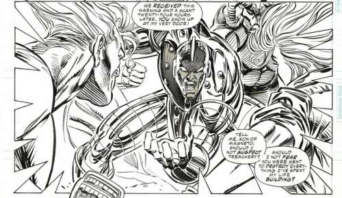 AVENGERS Vol1 #381 p.06 - Mike Deodato Jr et Tom Palmer - 11x17 planche originale - 1/2 SPLASH PAGE - Loose page - First edition - (1994) | Catawiki