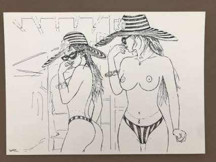 Ginny chapeau - Dessin original Ã  l’encre - Pin-up par Lounis Chabane - Loose page | Catawiki