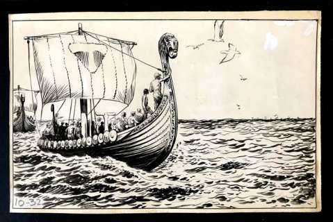 Eric de Noorman 32 - Originele tekening - De Witte Raaf - East Indian ink on thick drawing paper - (1955) | Catawiki