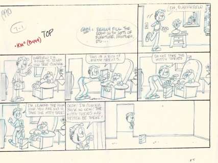 Garfield - Originele schetspagina (Sunday) met nota’s - First edition - (1990) | Catawiki