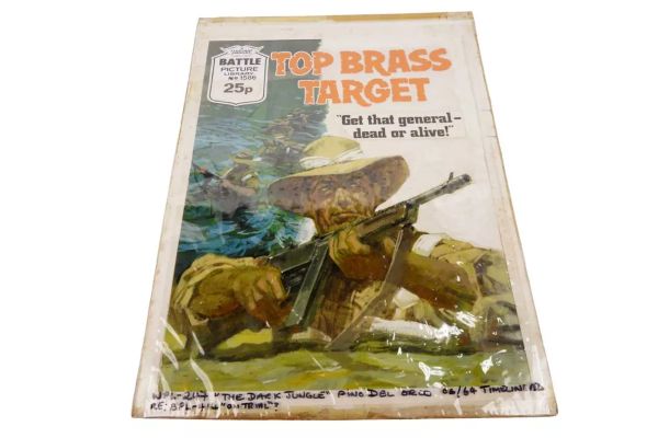 Lot 12A - Original painted artwork for Fleetway’s Battle Picture Library No. 1586 ‘Top Brass Target’ | Anderson & Garland
