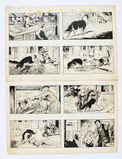 Black Bob and the Mad Alsatian original 8 panel artworks by Jack Prout (1950s) for The Dandy/Black | Comic Book Auctions ltd