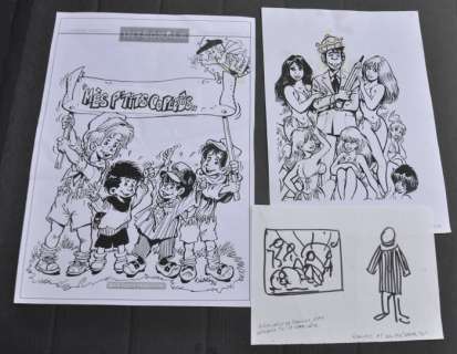 Walthéry, François - Dessin original - Mès p’tits copleÃ»s - pin-up - Loose page | Catawiki