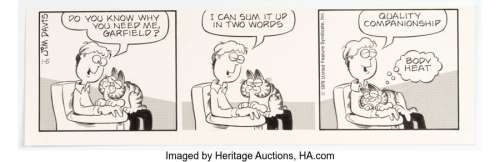 Davis, Jim | Jim Davis Garfield Daily Comic Strip Original Art Dated 1-5-79 (United Feature Syndicate, 1979).... | Heritage