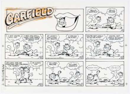 Davis, Jim | Jim Davis Garfield Sunday Comic Strip Original Art dated 4-6-83 (United Feature Syndicate, 1983). ... | Heritage