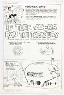 Bob White Archie’s Madhouse #8 Complete 3-Page Story "If Teen-Agers Ran The Treasury" Original Art (Archie, 1960). (Total: 3 Original Art) | Heritage