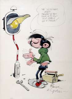 Franquin | Gaston, illustration Ã  l’encre de Chine, au feutr… | Banque Dessinée