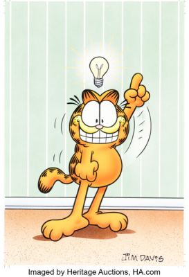 Jim Davis Studio - Garfield Has a Bright Idea Illustration Original Art (c. 1990s). | Heritage