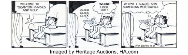 Jim Davis Garfield Daily Comic Strip Original Art dated 9-8-97 (PAWS/Universal Press Syndicate, 1997). | Heritage