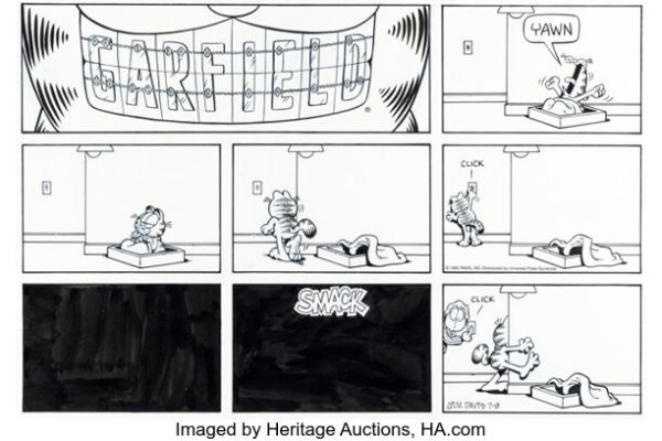 Jim Davis Garfield Sunday Comic Strip Original Art dated 7-9-95 (PAWS/Universal Press Syndicate, 1995). | Heritage