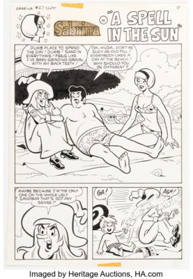 Stan Goldberg and Jon D’Agostino (attributed) Sabrina, the Teenage Witch #27 "A Spell in the Sun" Complete 5-Page Story Original Art (Archie, 1975). (Total: 5 Original Art) | Heritage