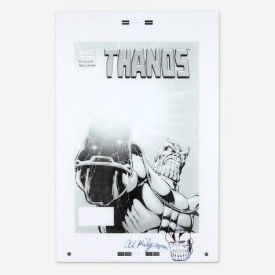 Jim Starlin And Al Milgrom | Thanos #1 Cover Transparency with Original Sketch (Marvel Comics, 2003) | Landry Pop Auctions