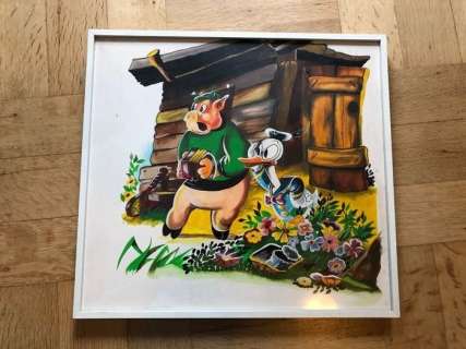 Henk Albers - Originele tekening - Donald Duck met harmonica spelende big - (1980) | Catawiki