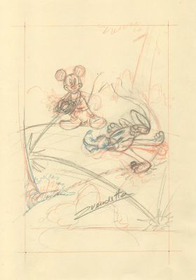 Mickey Mouse and Pluto – Playful Action Sketch | Corner4art