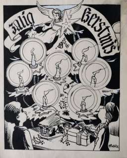 Sleen, Marc - Originele illustratie - Zalig Kerstmis - tbv. Kapoentjesalbum - Loose page - (second half of the 1940s) | Catawiki