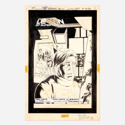 Lot 142 - Steve Lightle and Bob Smith, Legion of Super-Heroes Vol 3 #16 Splash Page 1 Original Art (DC Comics, 1985) | Landry Pop Auctions