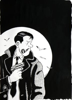 François Ravard | » Nestor Burma dans l’île » – Illustration originale – François Ravard | Zic et Bul