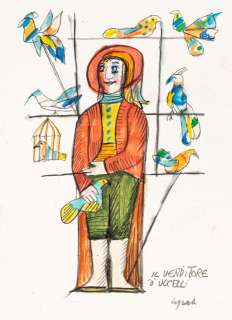 Emanuele Luzzati (Genova 1921-2007) - Il venditore di uccelli, 80s | Finarte