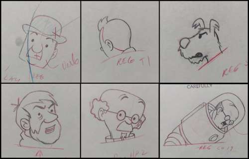 Tintin - 8x Original drawing - Tintin, Milou, Tournesol, Dupond,.. - On a marché sur la lune - (1960’s) | Catawiki