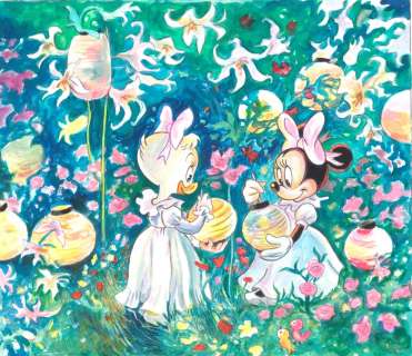 Daisy & Minnie Inspired By John Singer 1885 "Carnation, Lily, Lily, Rose" - Original Painting - Tony Fernandez Signed | Catawiki