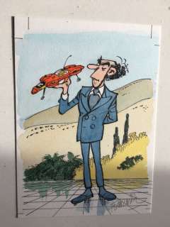 Fournier Jean-Claude | Spirou et Fantasio - Dessin original en couleurs - Zorglub avec mini Zorglumobile - Le journal de Spirou 3904 - (2010) | Catawiki