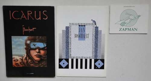 Jan Bosschaert | Bosschaert - Icarus + Portfolio Kuifje aan zee + Zapman (80 ex.) - Met originele tekening en gesigneerd - Cartonné - (1982/2005) | Catawiki