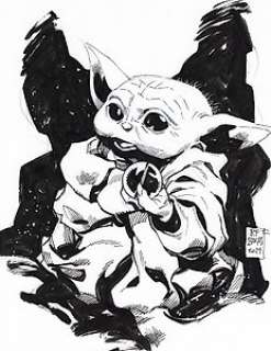 Ramon Bachs, Official Star Wars Comic Artist - Grogu [The Mandalorian] - Original drawing by Ramon Bachs - Size: 30 x 21 cm