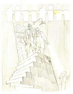 Will Eisner | Eisner - TINTIN Magazin Cover, Pencil Layout, Signed | Russ Cochran