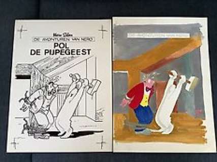 Marc Sleen | Sleen, Marc - Originele cover + originele inkleuring - Nero - Pol de pijpegeest - Het Volk 2de reeks - (1980) | Catawiki