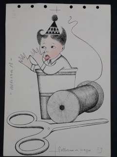 Colette Rosselli | Colette Rosselli - Illustrazione per volume Mondadori - Pollicino in Viaggio - Page volante | Catawiki