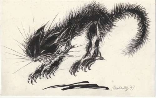 Hausman, René | Hausman, René - Dessin original - Chat noir - (1997) | Catawiki