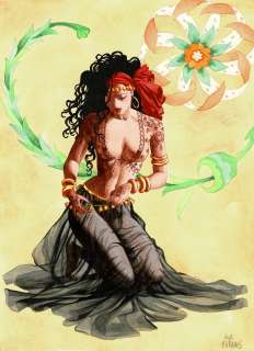 Ana Mirallès | Djinn, dessin original à l’encre de chine et à l’aquarelle publié dans le portfolio Harem édité en 2004 par Dargaud. | Septimus