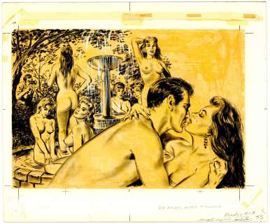 Gary Morrow | Morrow - SIX NUDES IN THE FOUNTAIN, Original Drawing NO RESERVE | Russ Cochran